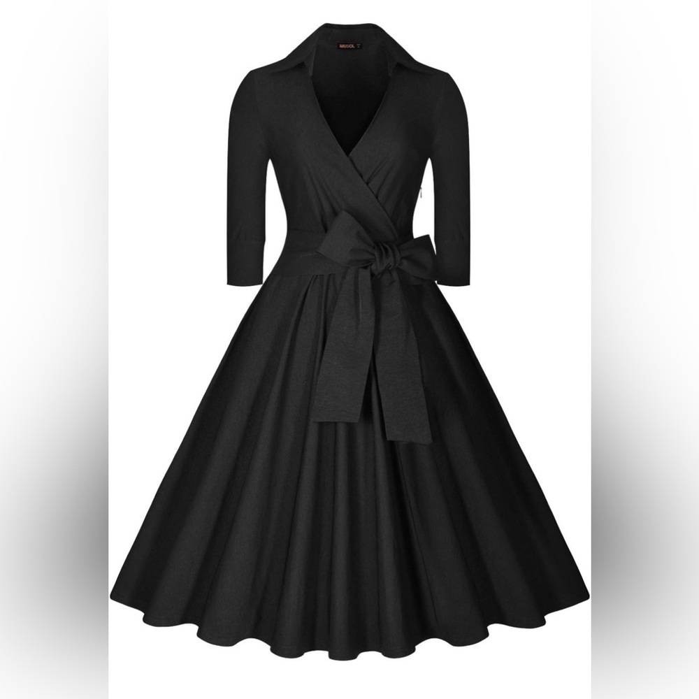 Black Vintage-style Swing Dress